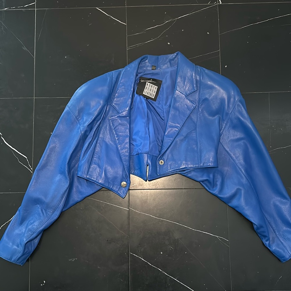 Michael Hoban blue leather jacket